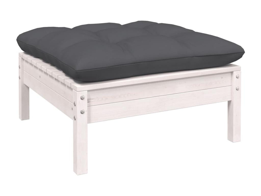 Salon de jardin 9 pcs avec coussins blanc bois de pin 29991ZAQA