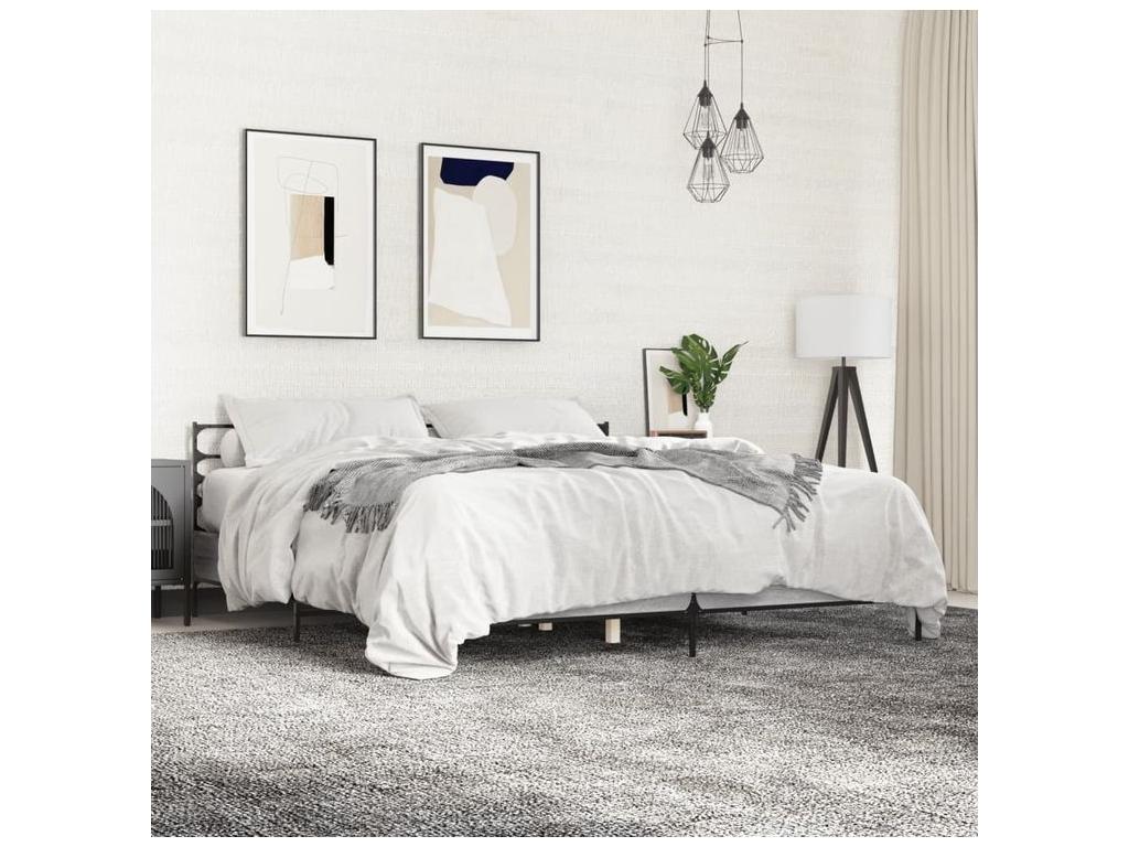 Cadre de lit Calmetop gris 180x200 bois d'ingénierie et métal 12588SEAM