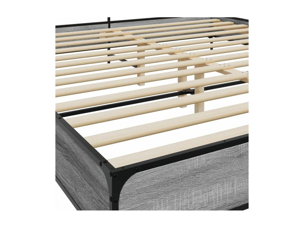 Cadre de lit Calmetop gris 180x200 bois d'ingénierie et métal 12588SEAM