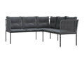 Canapé de jardin avec coussins forme de L noir acier textile 58181VKAW