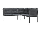 Canapé de jardin avec coussins forme de L noir acier textile 58181VKAW