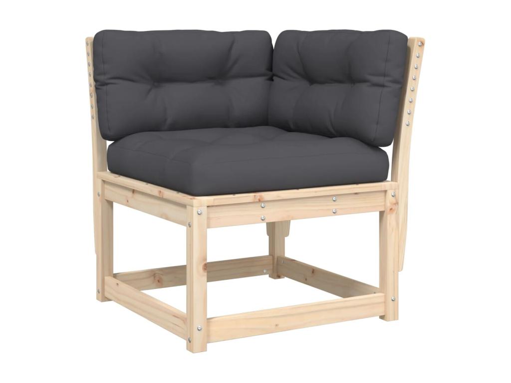 Salon de jardin 5 pcs avec coussins bois de pin massif 33753ZFFV