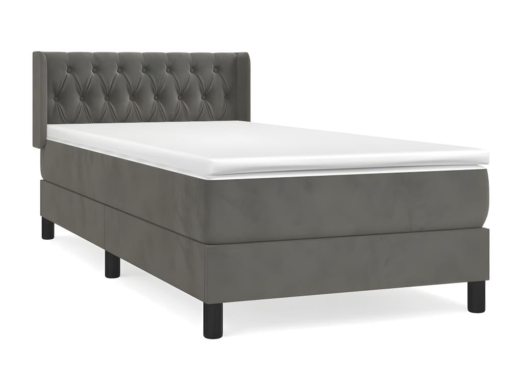 Sommier à Calmetop de lit et matelas Gris foncé 90x190 Velours 22453GMEA