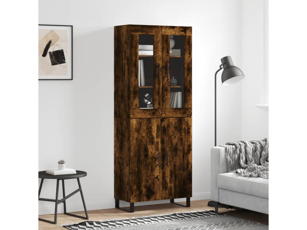 Buffet haut Chêne fumé 69,5x34x180 cm Bois d'ingénierie 52533CHSY