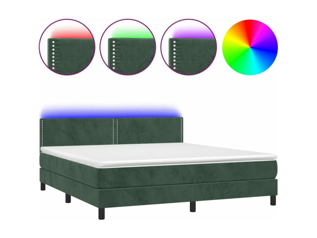 Sommier à Calmetop de lit avec matelas LED Vert foncé 180x200 16355ULFS