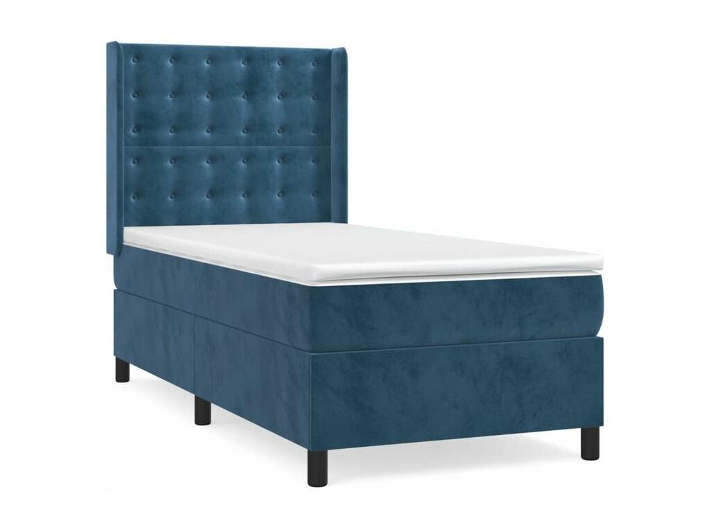 Sommier à Calmetop de lit et matelas Bleu foncé 80x200 Velours 42163TVVC
