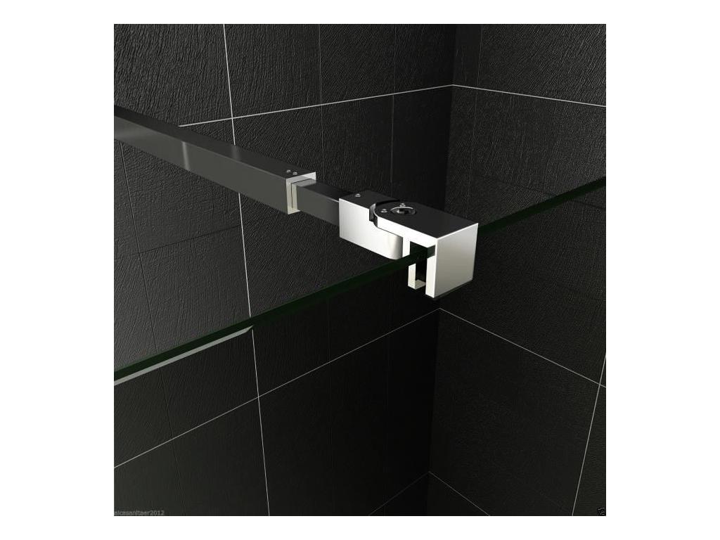 Paroi de douche grise 120x200cm à l'italienne avec barre de fixation 73-120cm en carré en 8mm verre trempé anticalcaire 73833YTQA