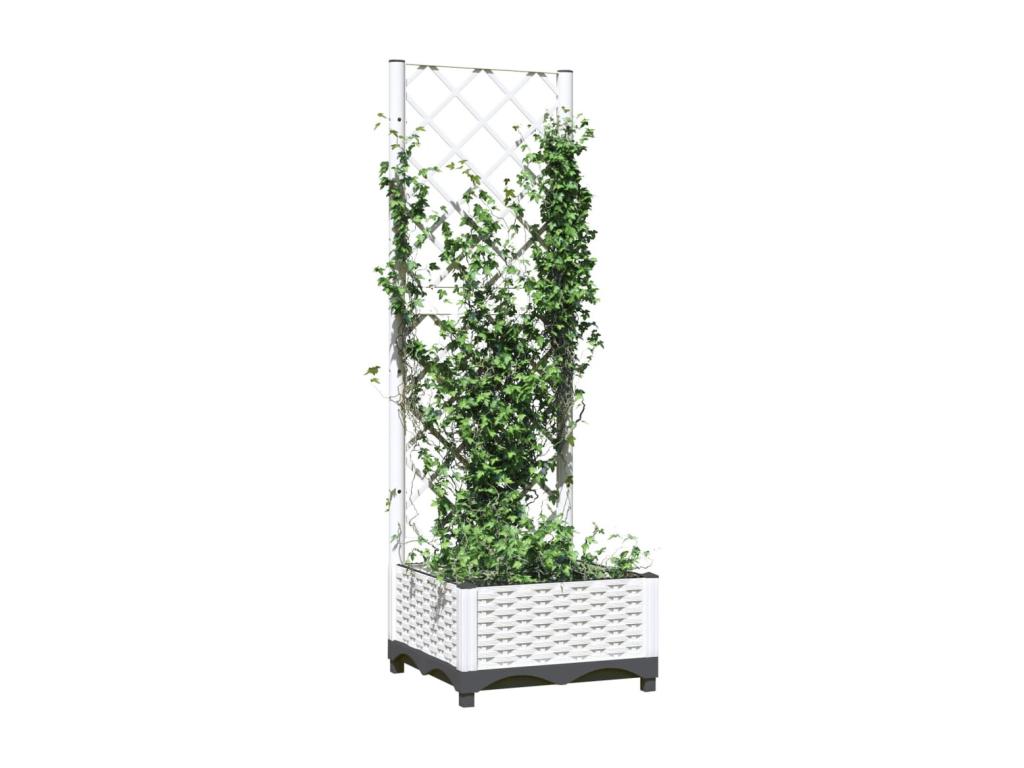 Jardinière avec treillis Blanc 40x40x121.5 PP 74302QYOV