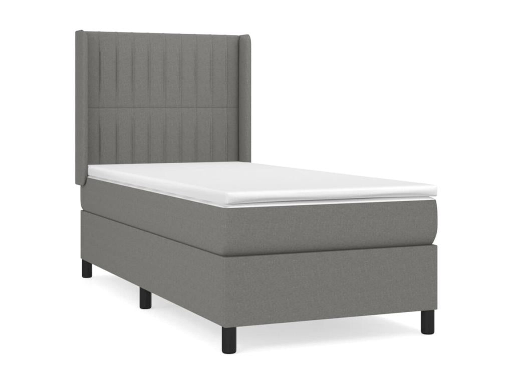Lit à sommier tapissier et matelas Gris foncé 90x190 cm Tissu 30890THQY
