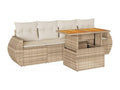 Salon de jardin avec coussins 5 pièces beige résine tressée 04066XNCV