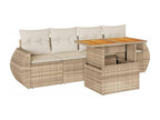 Salon de jardin avec coussins 5 pièces beige résine tressée 04066XNCV