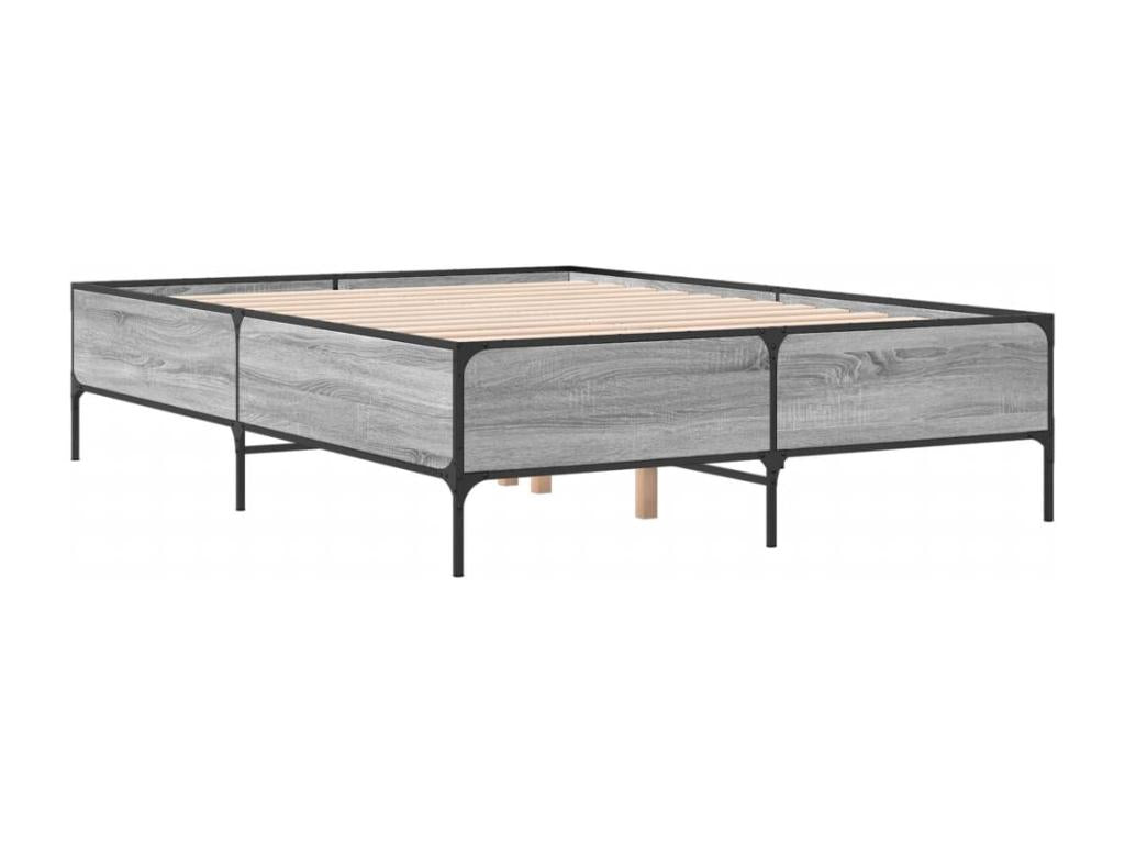 Cadre de lit Calmetop gris 150x200 bois d'ingénierie et métal 30403TYVD