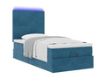 Cadre de lit ottoman avec matelas bleu foncé 90x200 cm velours 42378UYPB