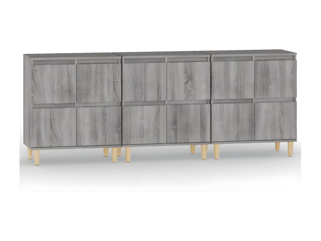 Buffets 3 pcs Nidchicshop gris 60x35x70 cm bois d'ingénierie 69669UZWG