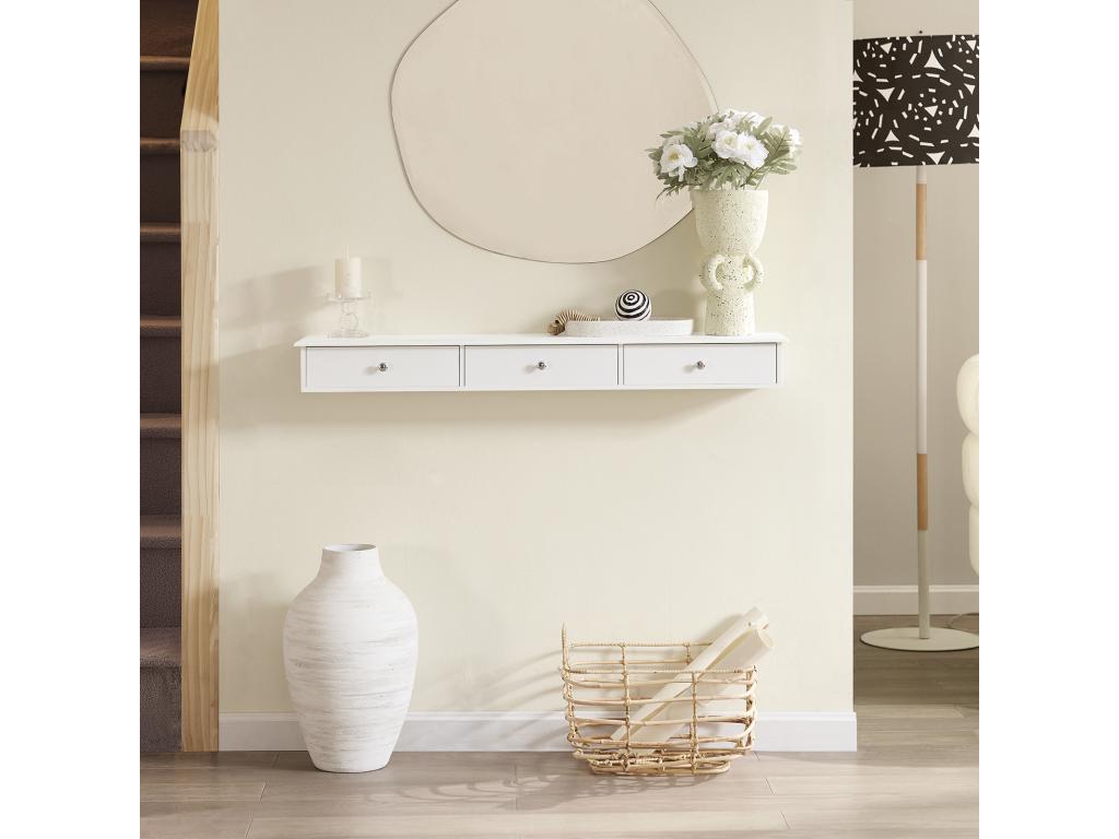 Etagère Murale 3 Tiroirs Armoire À Clés Porte-clés Meuble D'entrée De Rangement Blanc Frg43-lw 57367DQFT