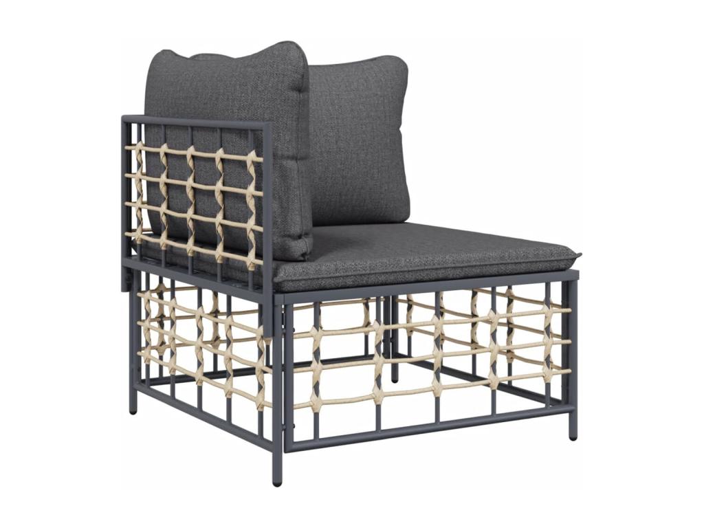 Salon de jardin 5 pcs avec coussins anthracite résine tressée 42545HUBA