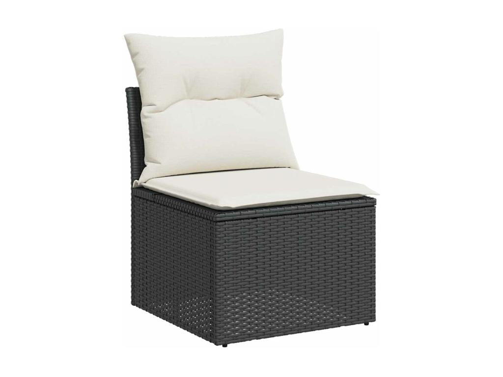 Salon de jardin 7 pièces avec coussins noir résine tressée 31389FLDE