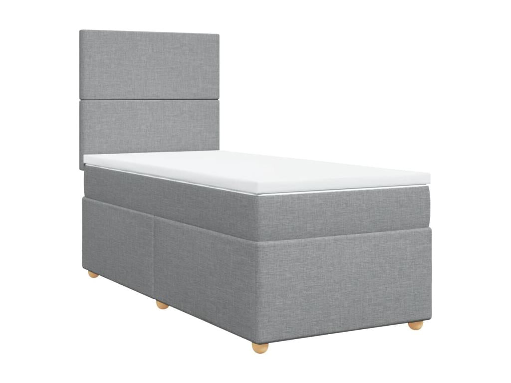 Sommier à Calmetop de lit avec matelas Gris clair 100x200cm Tissu 51589WSMD