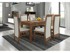 Ensemble table extensible 140-180cm et 6 chaises en bois marron et tissu beige clair Bohometop 91834HBZZ