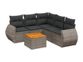 Salon de jardin 6 pcs avec coussins gris résine tressée 18121WUMW