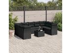 Salon de jardin 10 pièces avec coussins noir résine tressée 96588YBVU