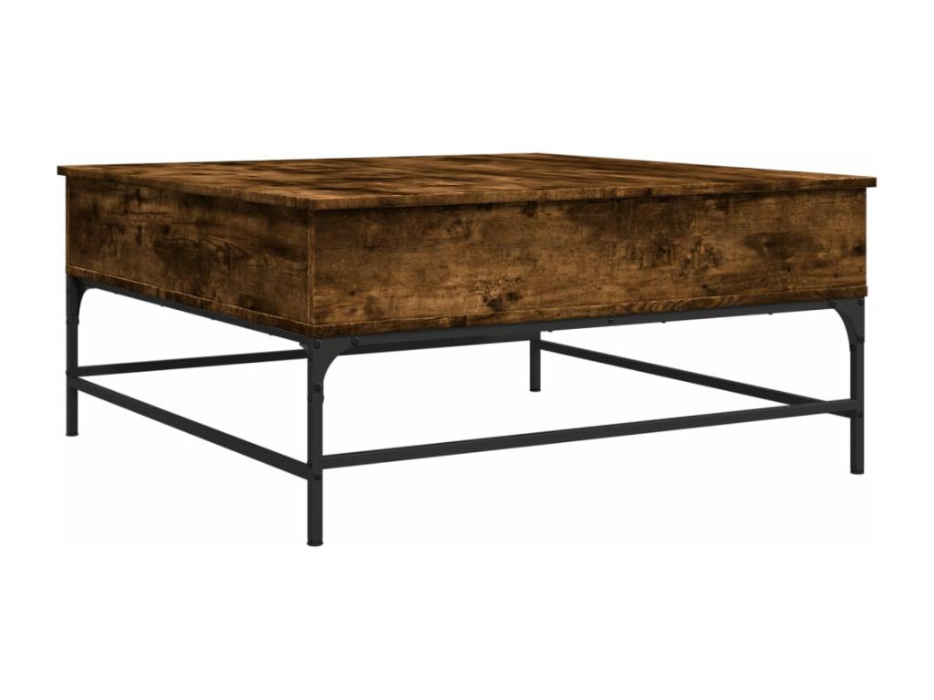 Table basse chêne fumé 95x95x45 cm bois d'ingénierie et métal 35253ZUNW