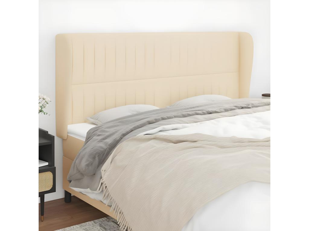 Tête de lit avec oreilles Crème 183x23x118/128 cm Tissu 13805QMYM