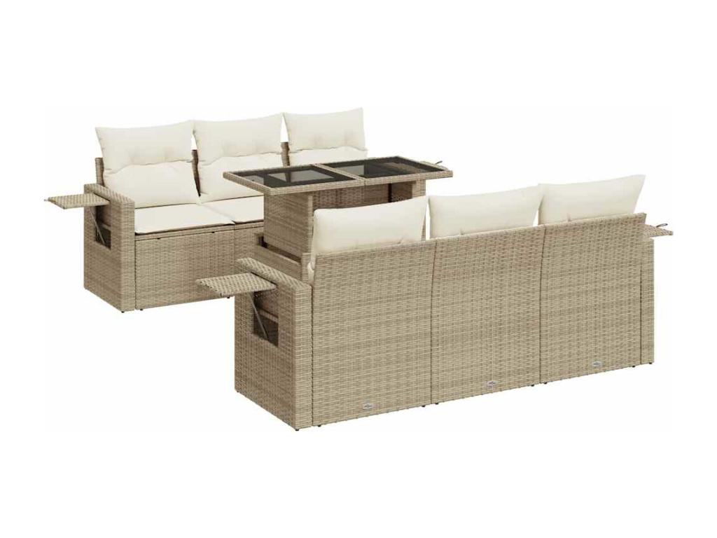 Salon de jardin avec coussins 7 pièces beige résine tressée 57019NHMB