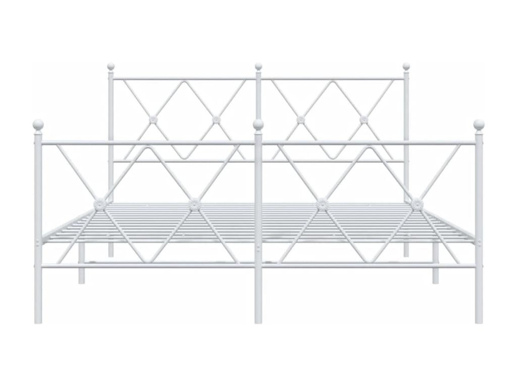 Cadre de lit métal avec tête de lit/pied de lit blanc 137x190cm 11388RNVG