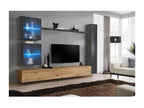 Ensemble meuble salon mural Calmetop design coloris chêne Calmetop et gris brillant. 23599MPNU