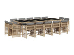 Ensemble à manger de jardin et coussins 15 pièces Nidchicshop beige 69759RRLN