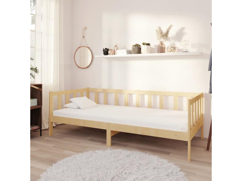 Lit de repos avec matelas 90x200 cm Bois de pin massif 58968BGWK
