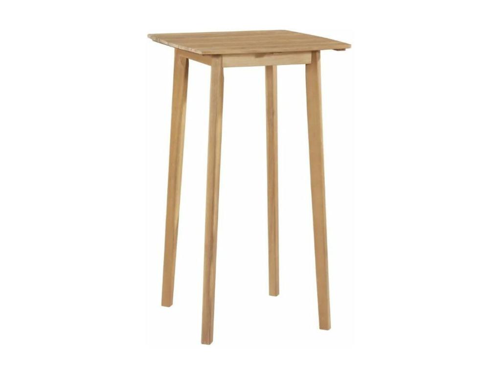 Table de bar carrée et 2 chaises de jardin Nidchicshop massif clair et résine tressée gris Nidchicshop 26567GYZO