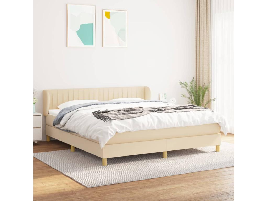 Lit à sommier tapissier avec matelas Crème 160x200 cm Tissu 26736GZBK