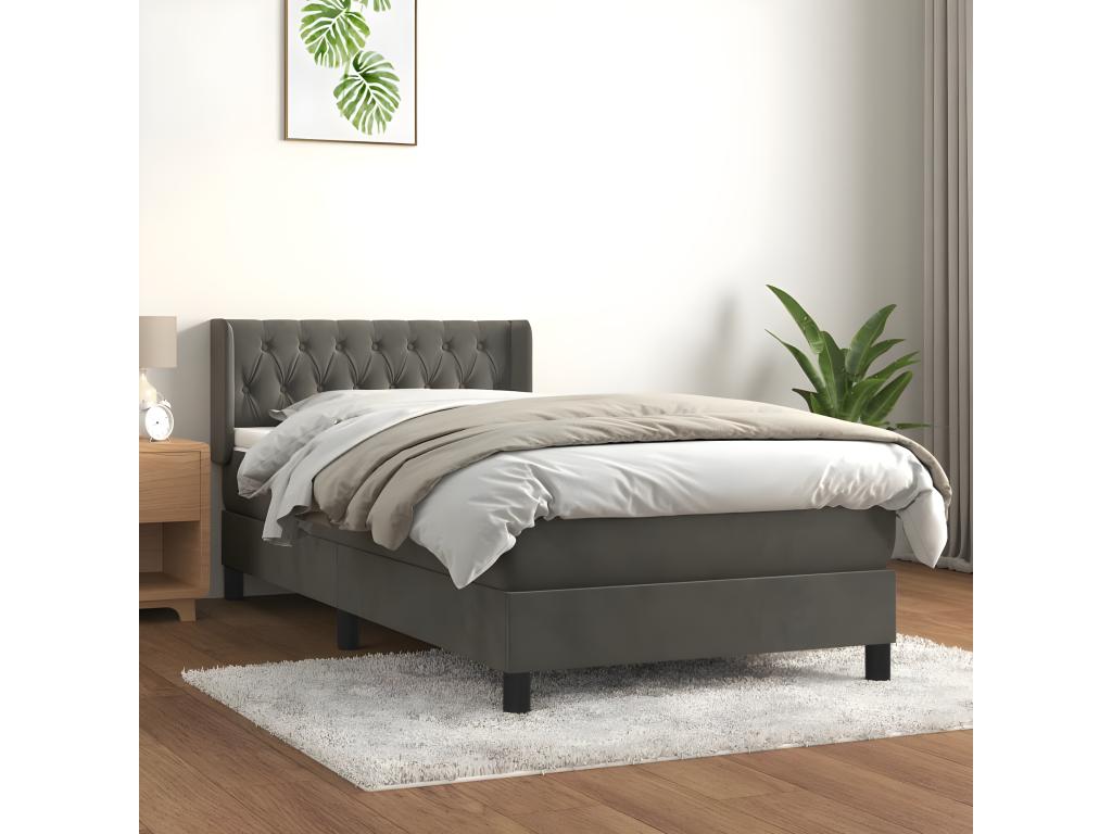 Sommier à Calmetop de lit et matelas Gris foncé 90x190 Velours 22453GMEA