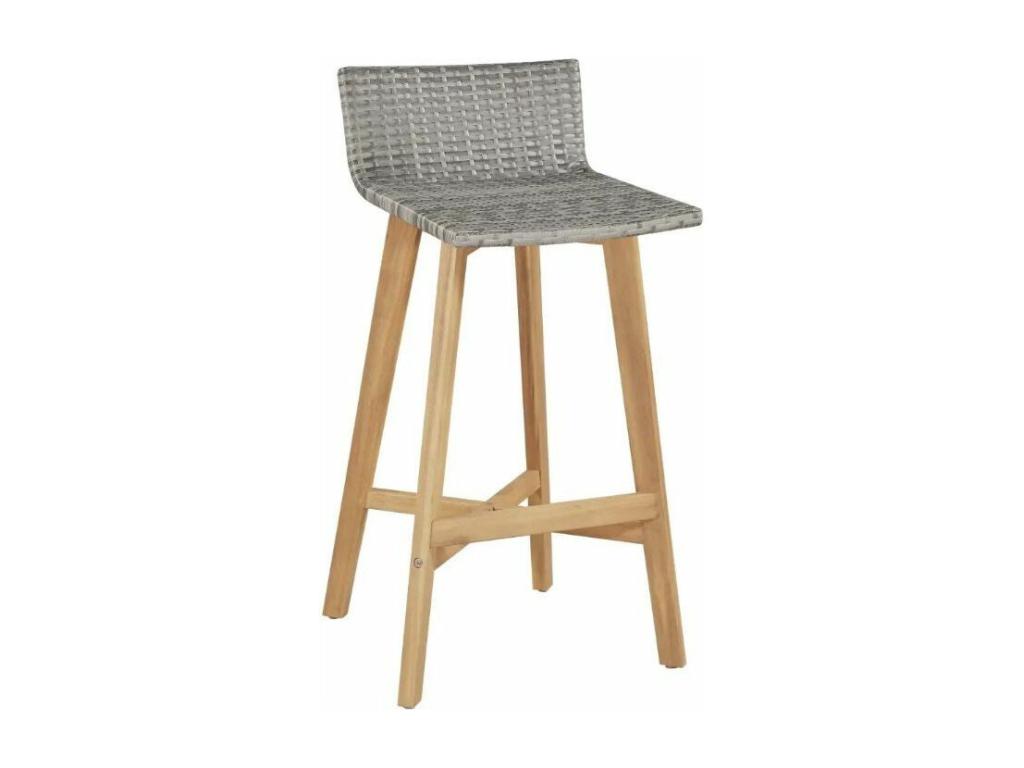 Table de bar carrée et 2 chaises de jardin Nidchicshop massif clair et résine tressée gris Nidchicshop 26567GYZO