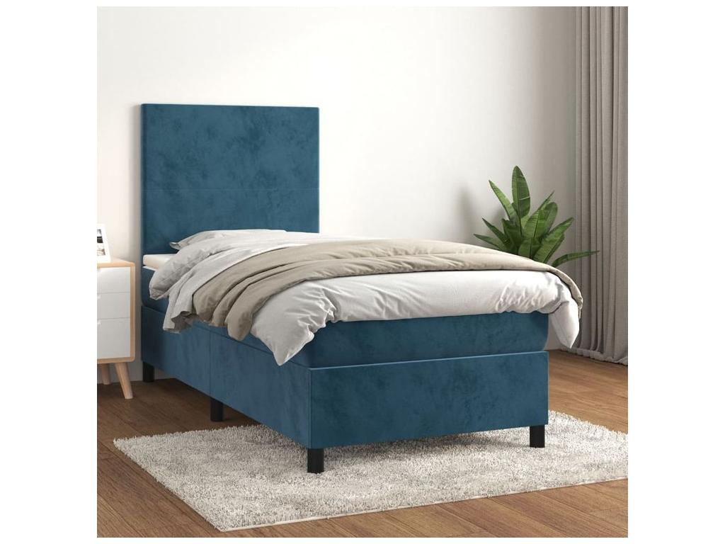 Sommier à Calmetop de lit et matelas Bleu foncé 80x200 Velours 79056NPID