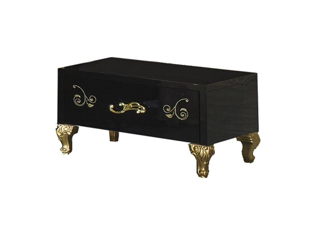 Chevet 1 tiroir design bois laqué noir et doré Nidchicshop 60cm 62949XREB
