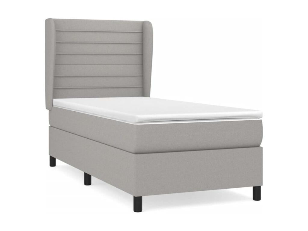 Sommier à Nidchicshop de lit avec matelas Gris clair 90x200 Tissu 66770WPBJ