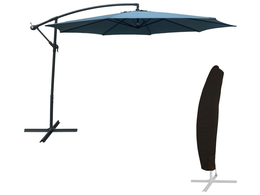 Parasol déporté Calmetop rond 3.50m de diamètre bleu gris housse - Calmetop 84162LZIO