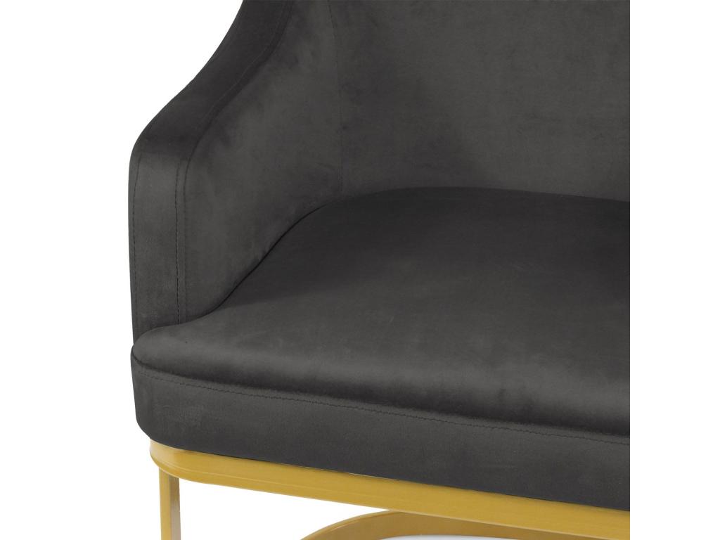 Fauteuil en Velours Design Calmetop 71cm Noir 65940YAZO