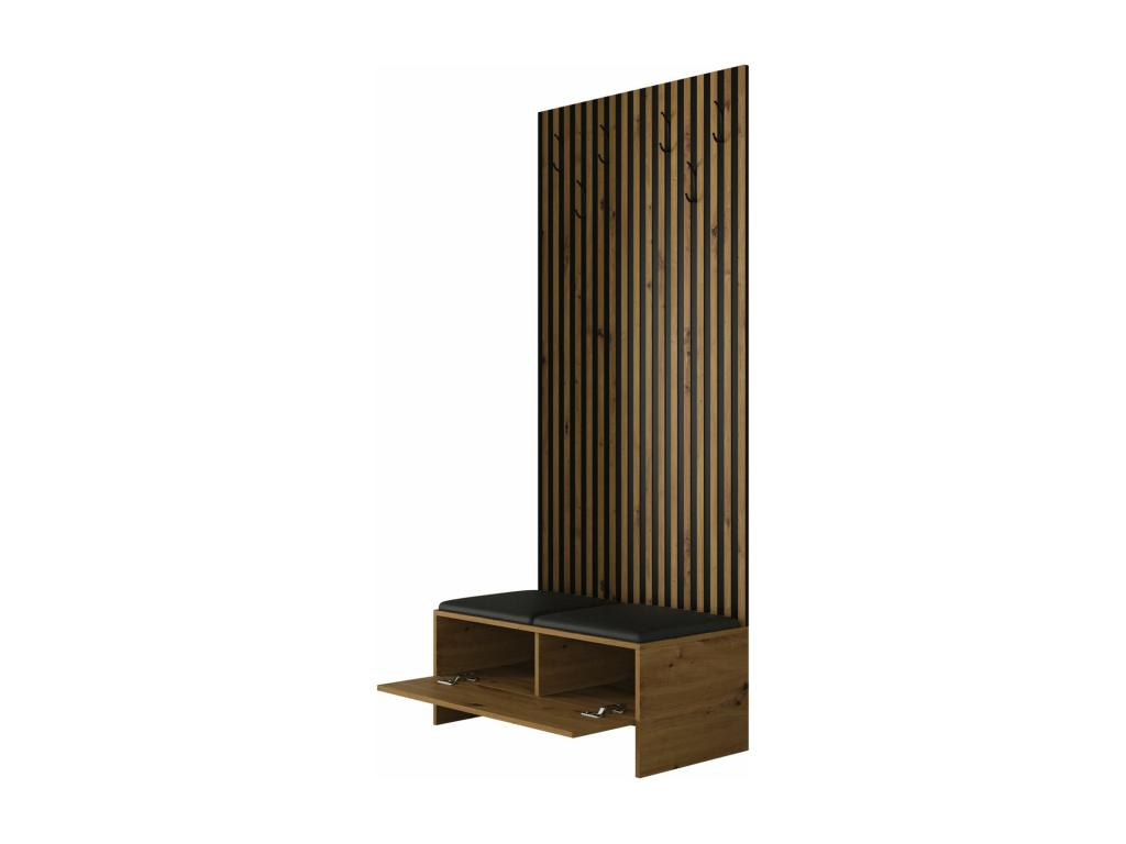 Meuble d'entrée Nidchicshop 321 206x85x44cm Chêne Nidchicshop - Noir Tapisserie - Stratifié 10705PFYW