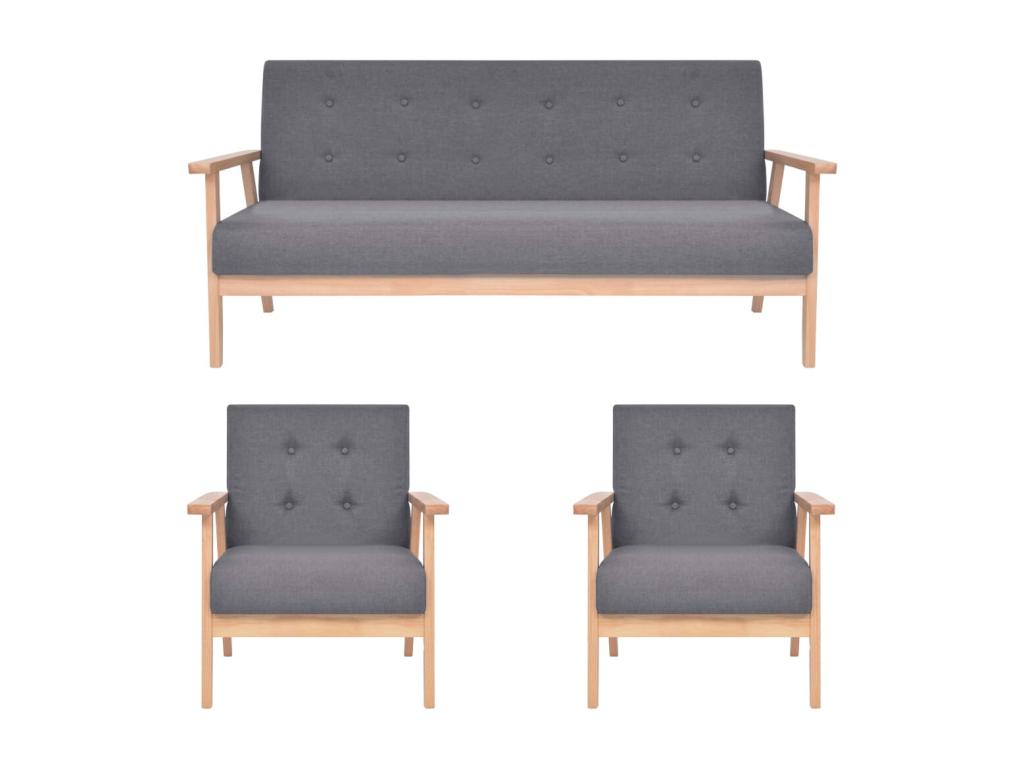 Ensemble de canapés 3 pièces Tissu Gris foncé 81019CXLN