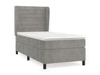 Sommier à Bohometop de lit et matelas Gris clair 90x190 Velours 82771LRUJ