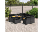 Salon de jardin 9 pièces avec coussins noir résine tressée 08095KJFM