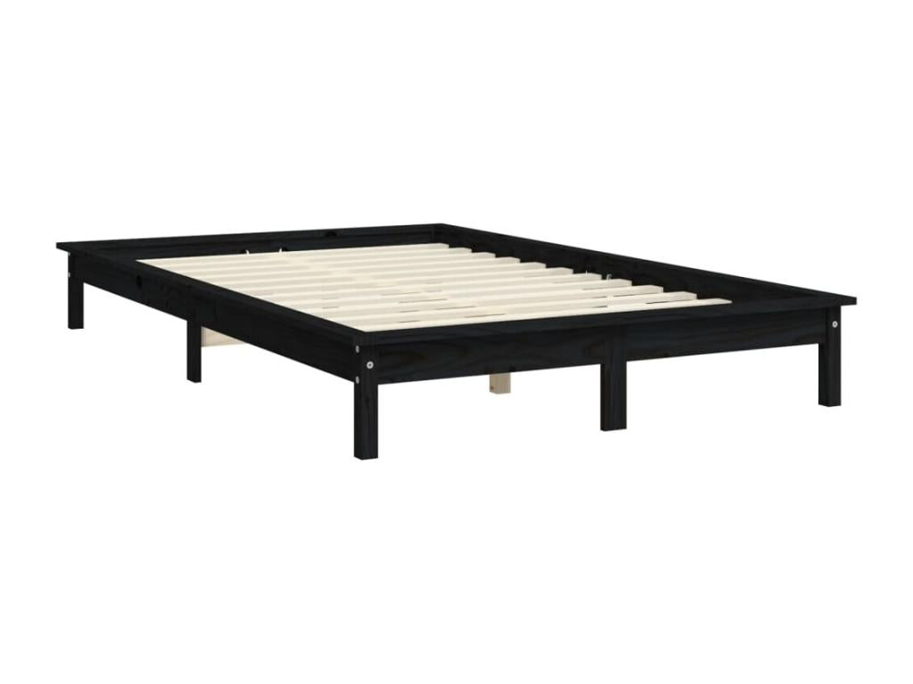Cadre de lit sans matelas noir 200x200 cm bois massif 31840UDBY
