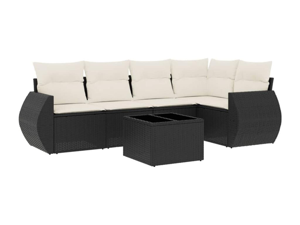 Salon de jardin 6 pcs avec coussins noir résine tressée 49430IWRU
