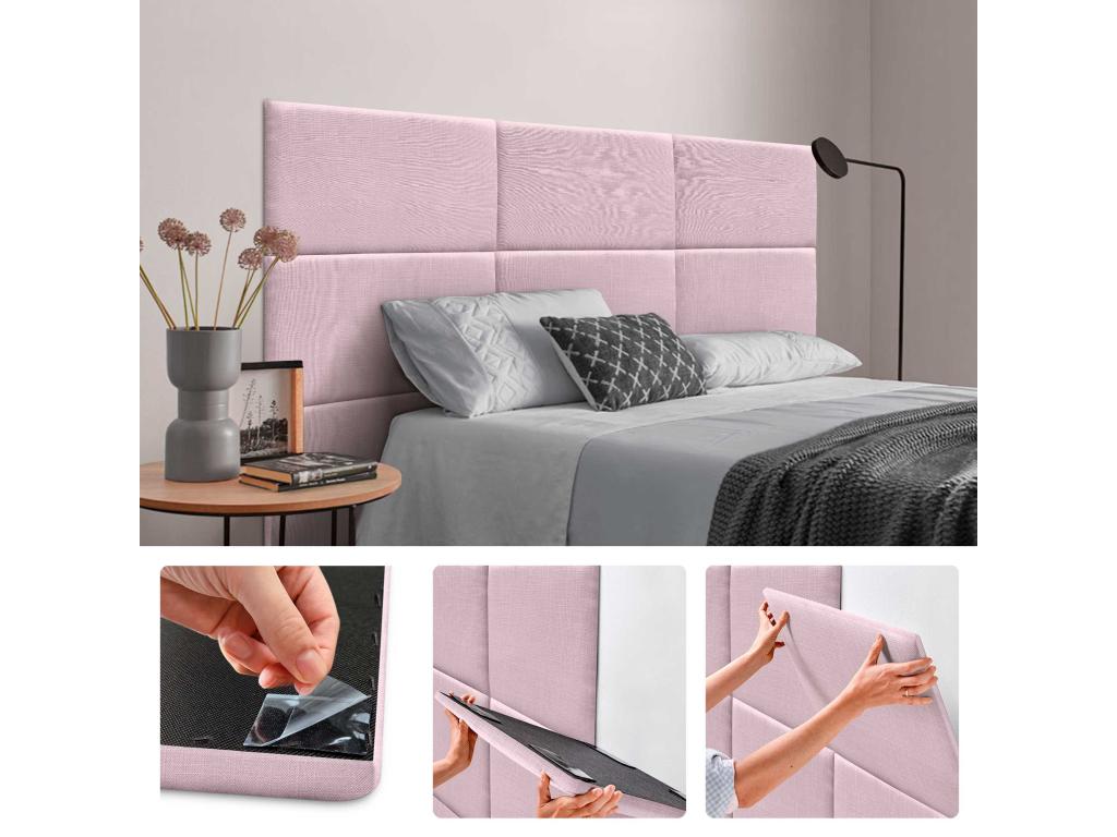 Nidchicshop Ensemble de 1 Panneau mural en lin autocollant absorption acoustique protection contre les chocs et têtes de lit Rose Poudré 60x50cm x1 75407CROJ