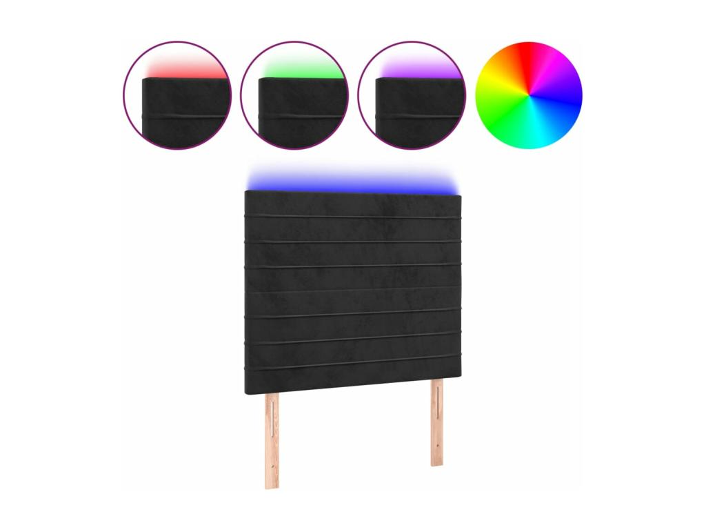 Tête de lit à LED Noir 100x5x118/128 cm Velours 78285ISEW