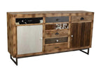 Buffet en bois et cuir marron 180x47x95h 10155LNTI